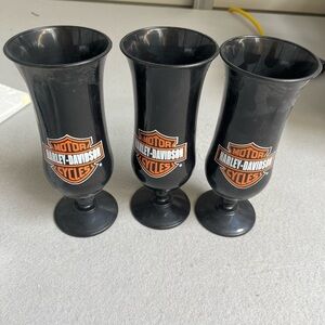 3- Plastic Harley Davidson Wine/Beer Cups